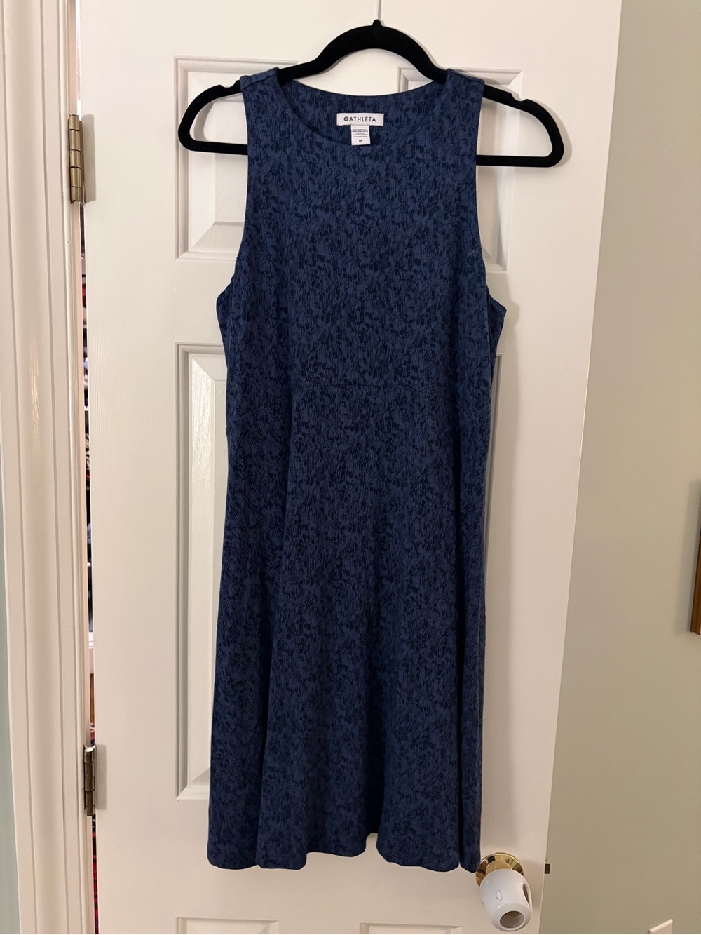 Athleta Dark Navy Textured Sleeveless Midi Dress